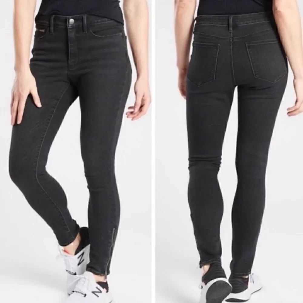 Athleta Sculptek Ultra Skinny Zip Ankle Jean Carbon Wash Black